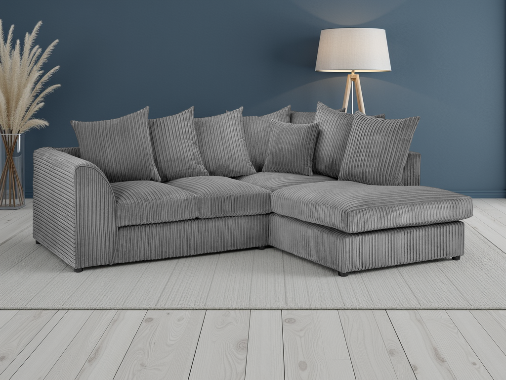 Harley Jumbo Sofa Grey Right Hand Facing Corner