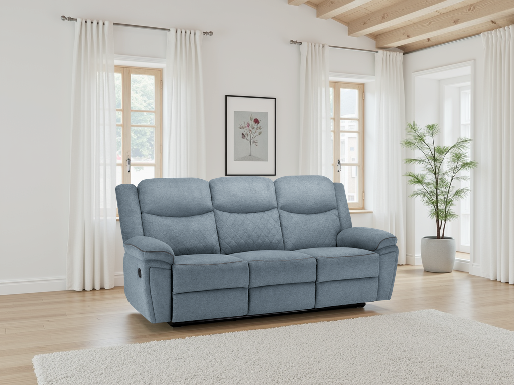 Myra Recliner Sofa Grey Fabric 3 Seater
