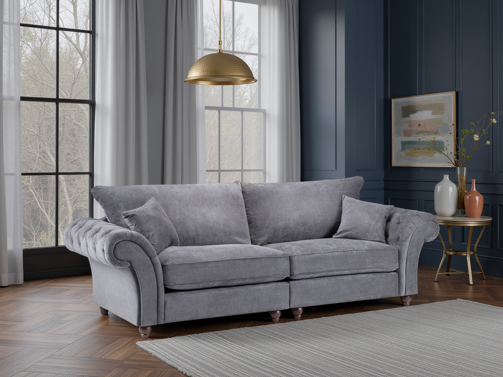 Windsor Fullback Sofa Grey 4 Seater