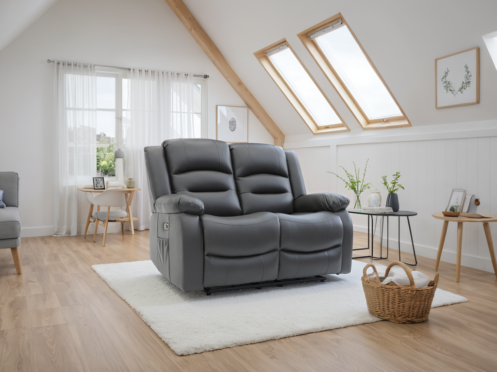 Alva Electric Recliner Sofa Grey 2 Seater