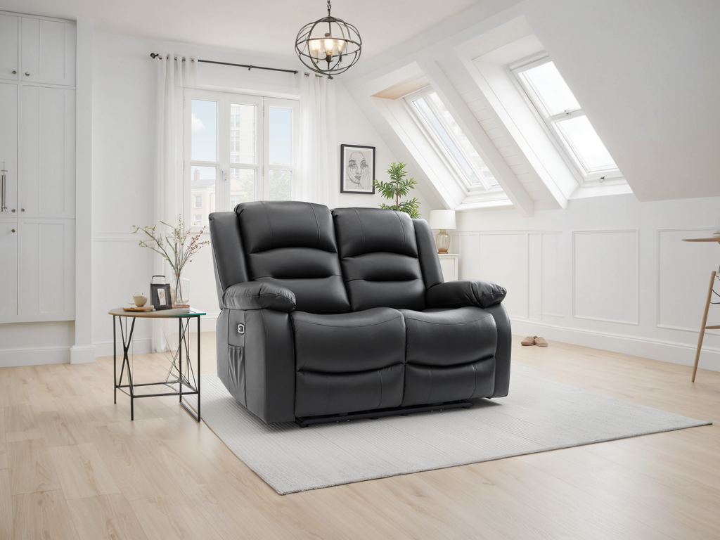 Alva Electric Recliner Sofa Black 2 Seater