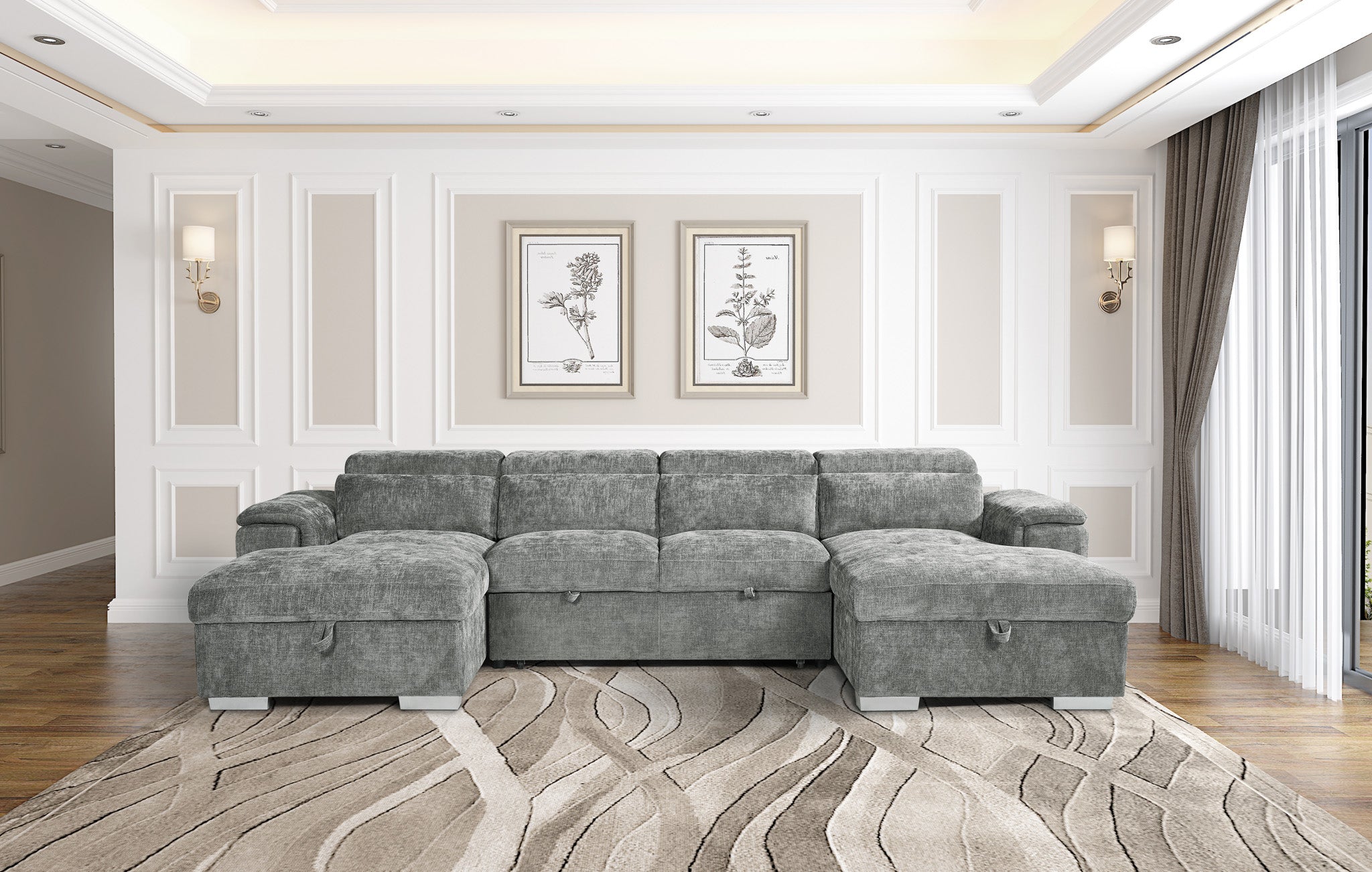 Alaya Sofabed Grey U Shape Corner