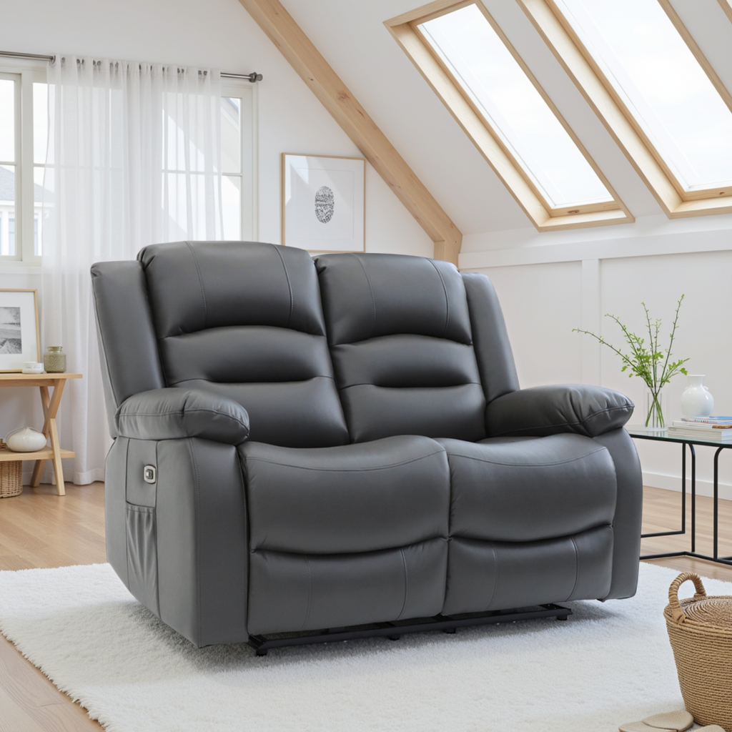 Alva Electric Recliner Sofa Grey 2 Seater