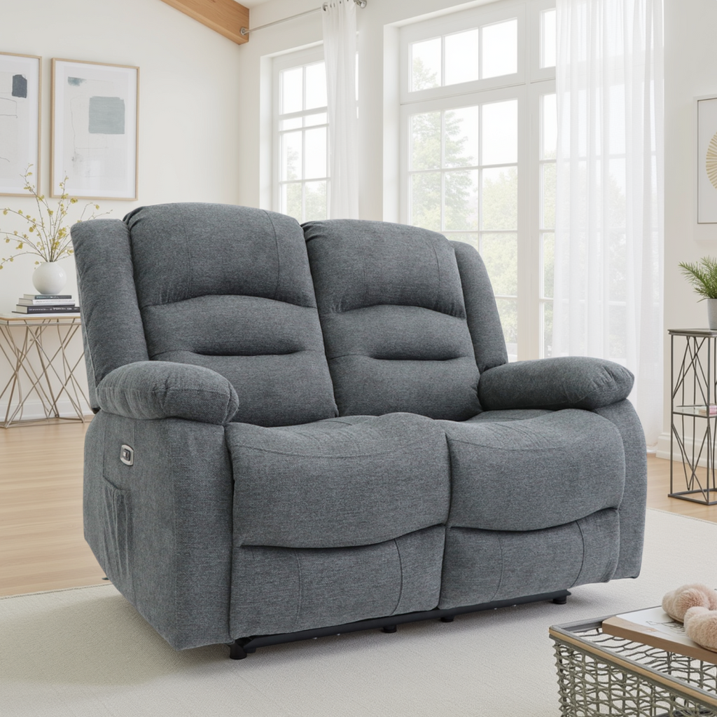 Alva Electric Recliner Sofa Graphite 2 Seater