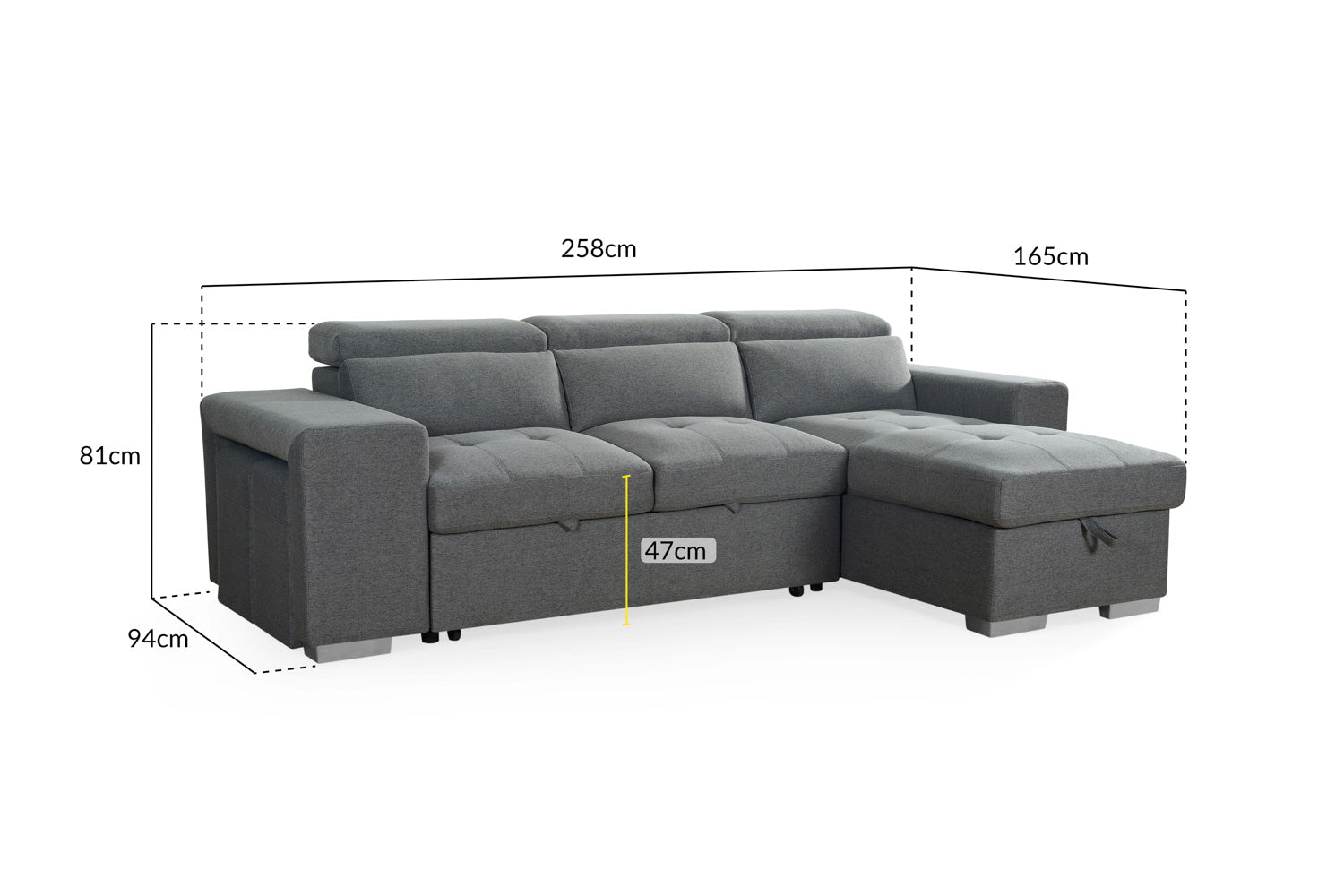 Artemis Sofabed Grey Universal Corner
