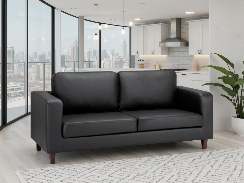 Box Sofa Black 3 Seater