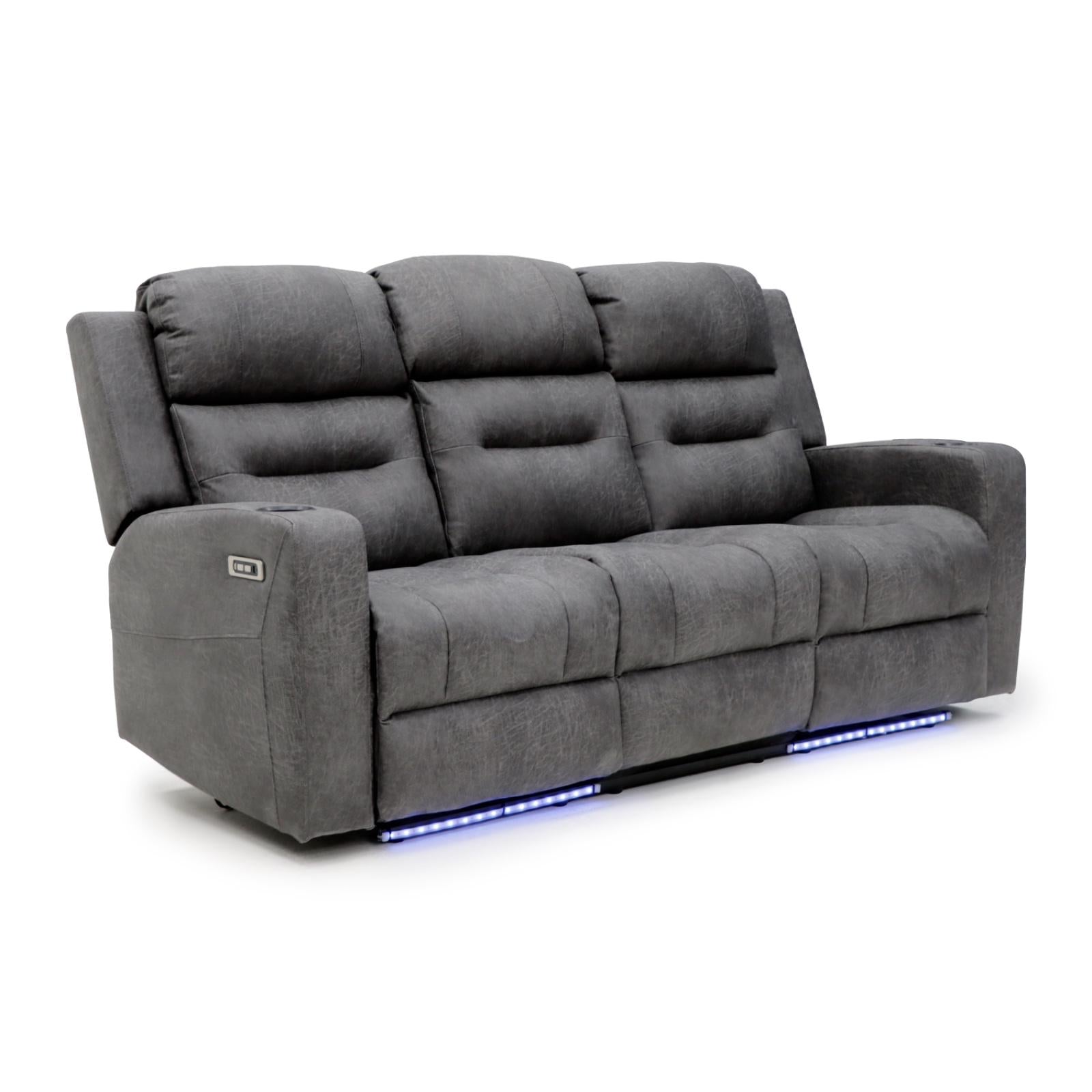 C-Love Tech Electric Recliner Sofa Grey 3 Seater