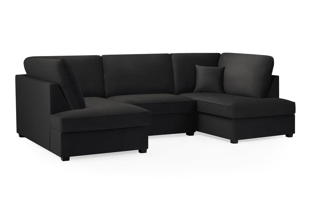 Carnaby Sofa Plush Black U Shape Corner
