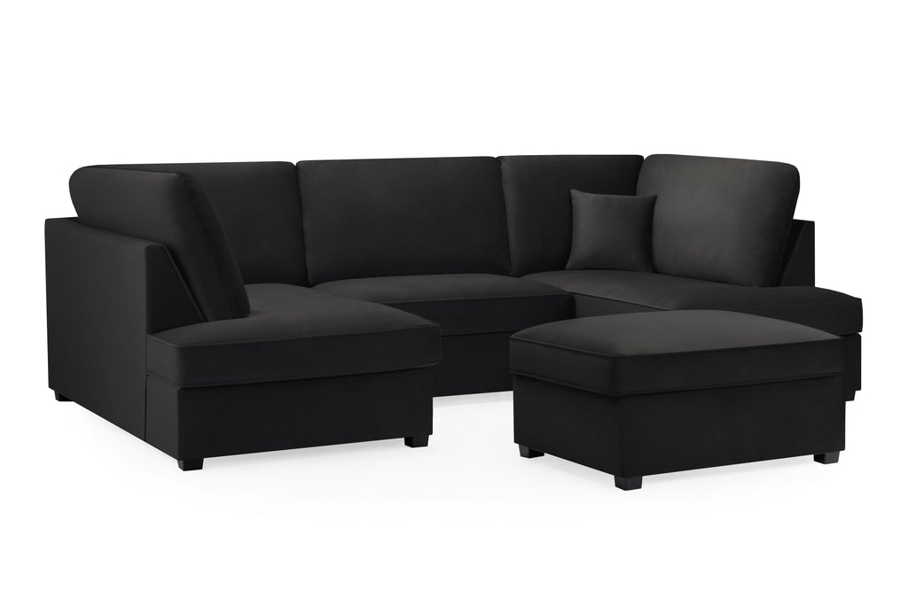 Carnaby Sofa Plush Black U Shape Corner