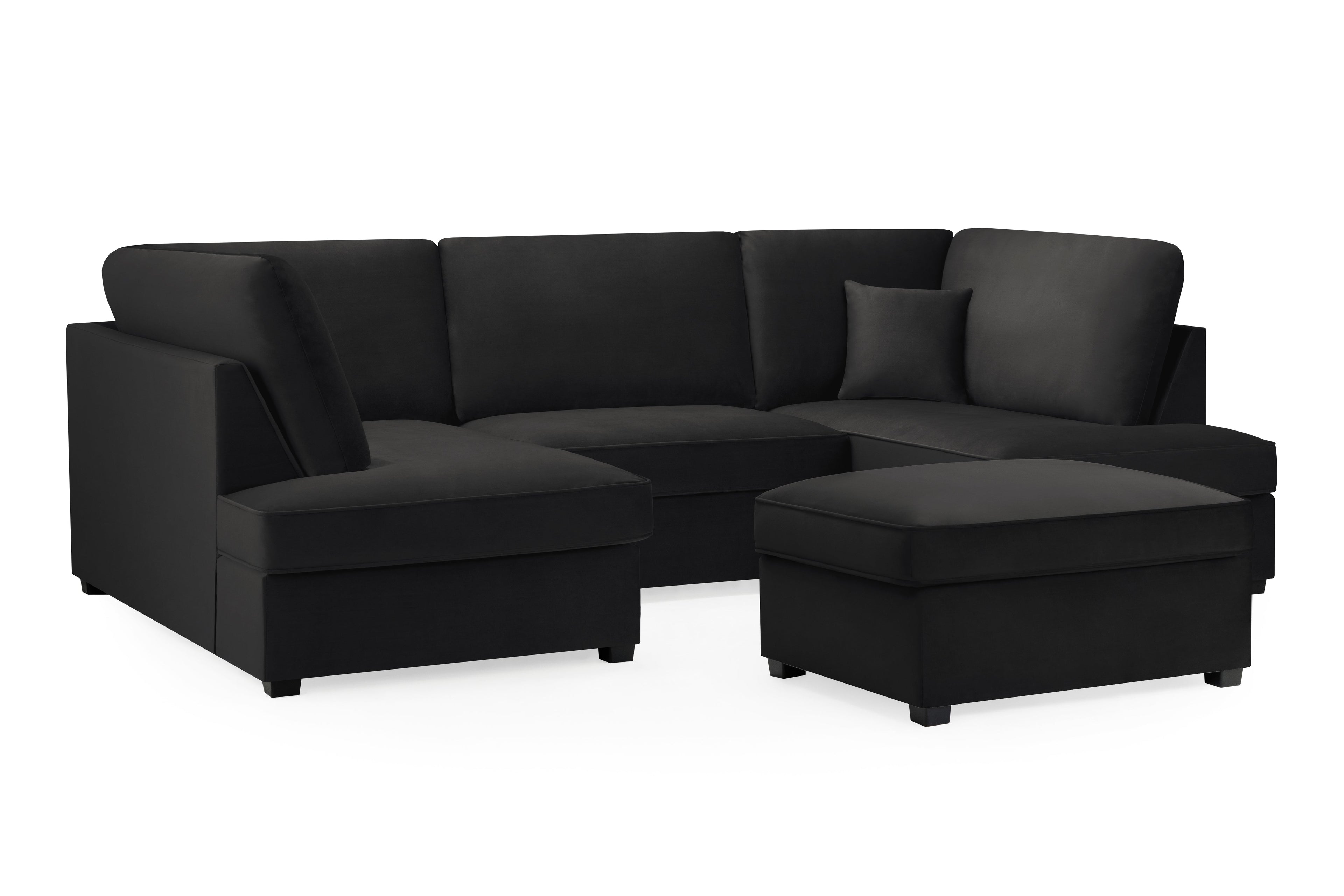 Carnaby Sofa Plush Black U Shape Corner