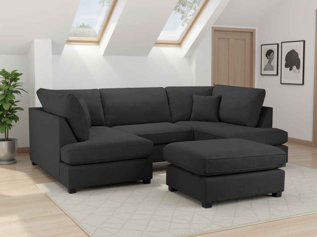 Carnaby Classic Sofa Black U Shape Corner