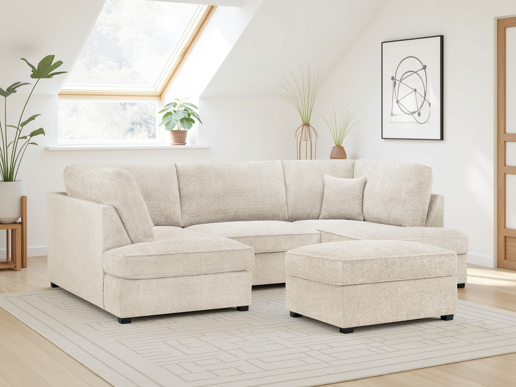 Carnaby Sofa Boucle Beige U Shape Corner