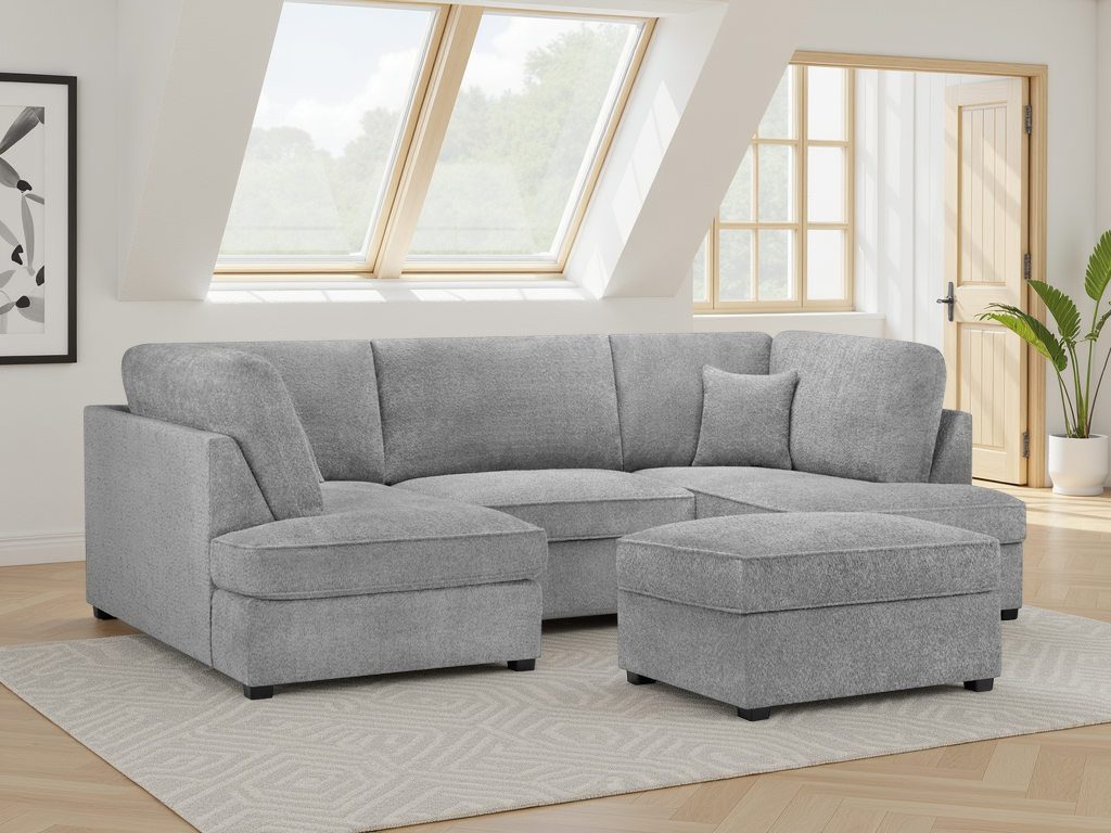 Carnaby Sofa Boucle Grey U Shape Corner