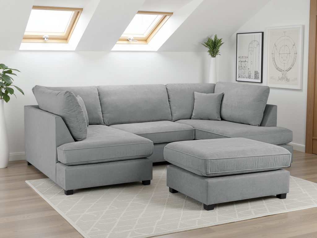 Carnaby Classic Sofa Grey U Shape Corner