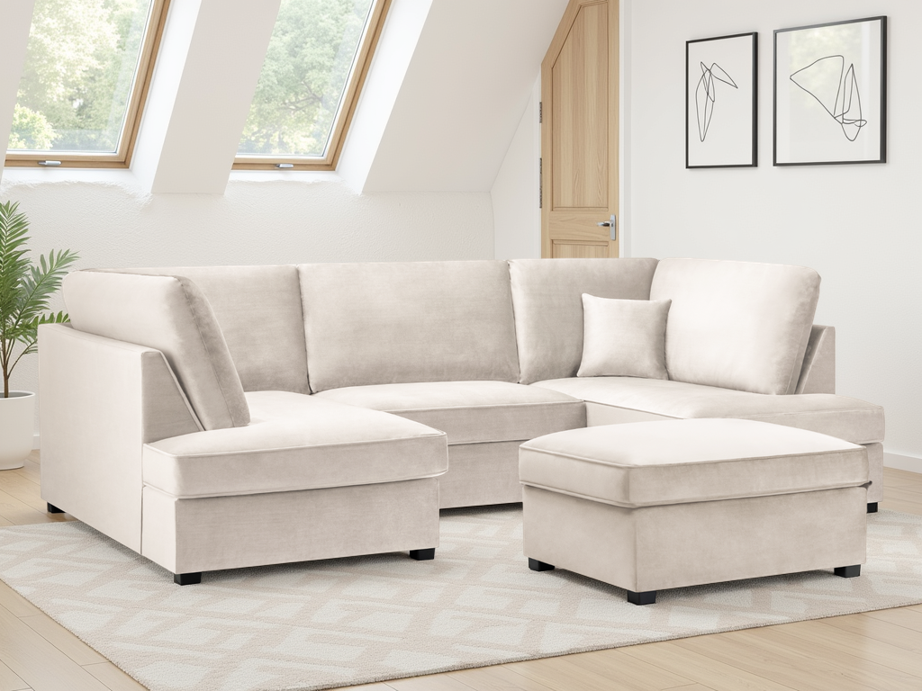 Carnaby Sofa Plush Beige U Shape Corner