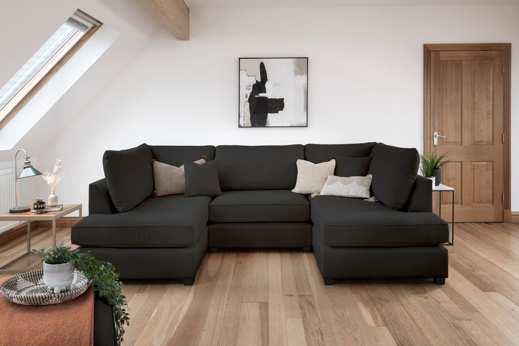 Carnaby Classic Sofa Black U Shape Corner