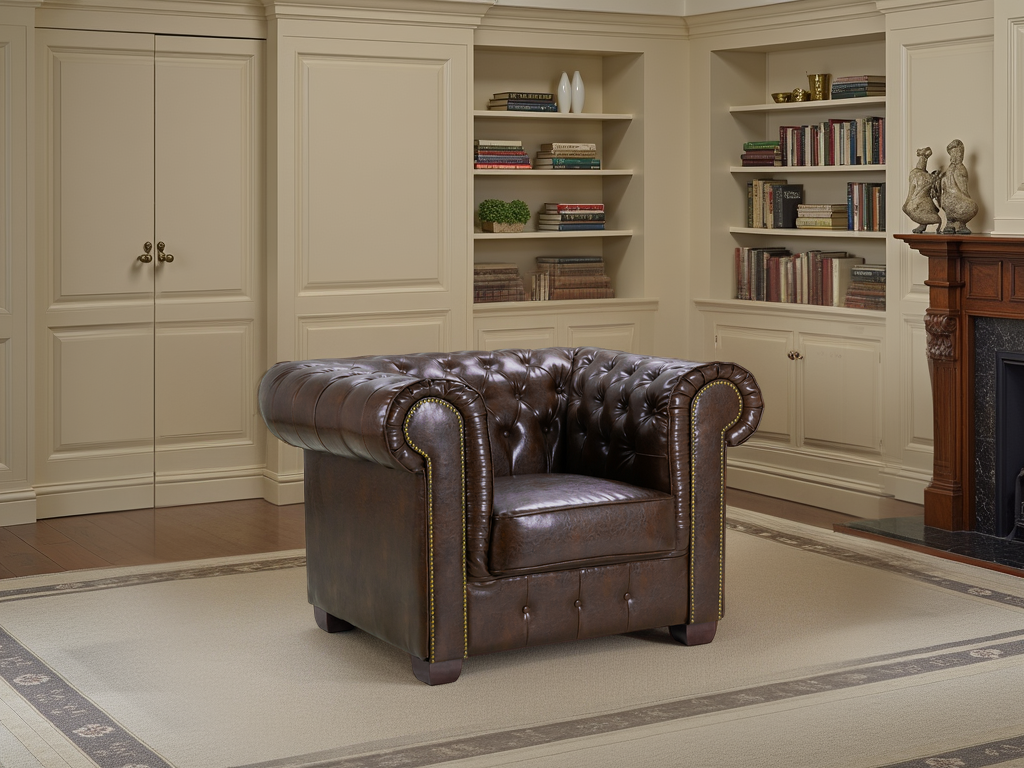 Chesterfield Sofa Antique Brown Armchair
