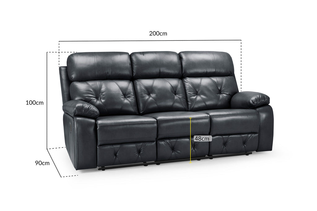 Cody Recliner Sofa Black 3 Seater