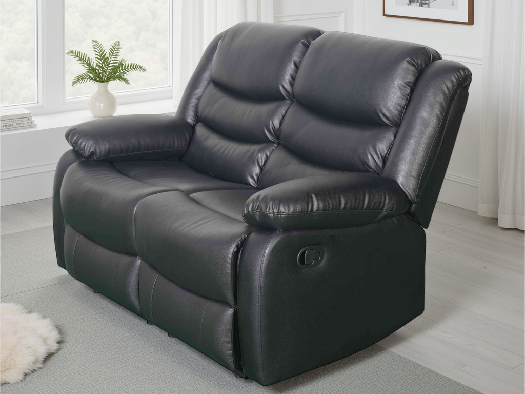 Conrad Manual Recliner Sofa Black 2 Seater