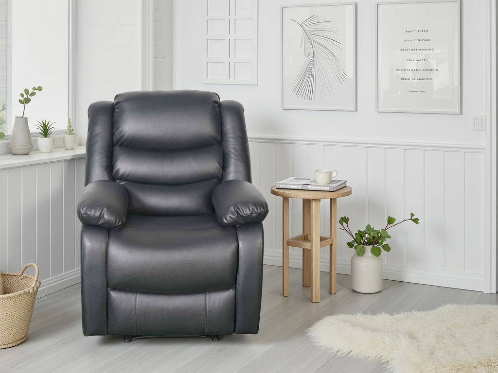Conrad Manual Recliner Sofa Black Armchair