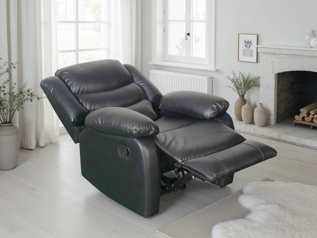Conrad Manual Recliner Sofa Black Armchair