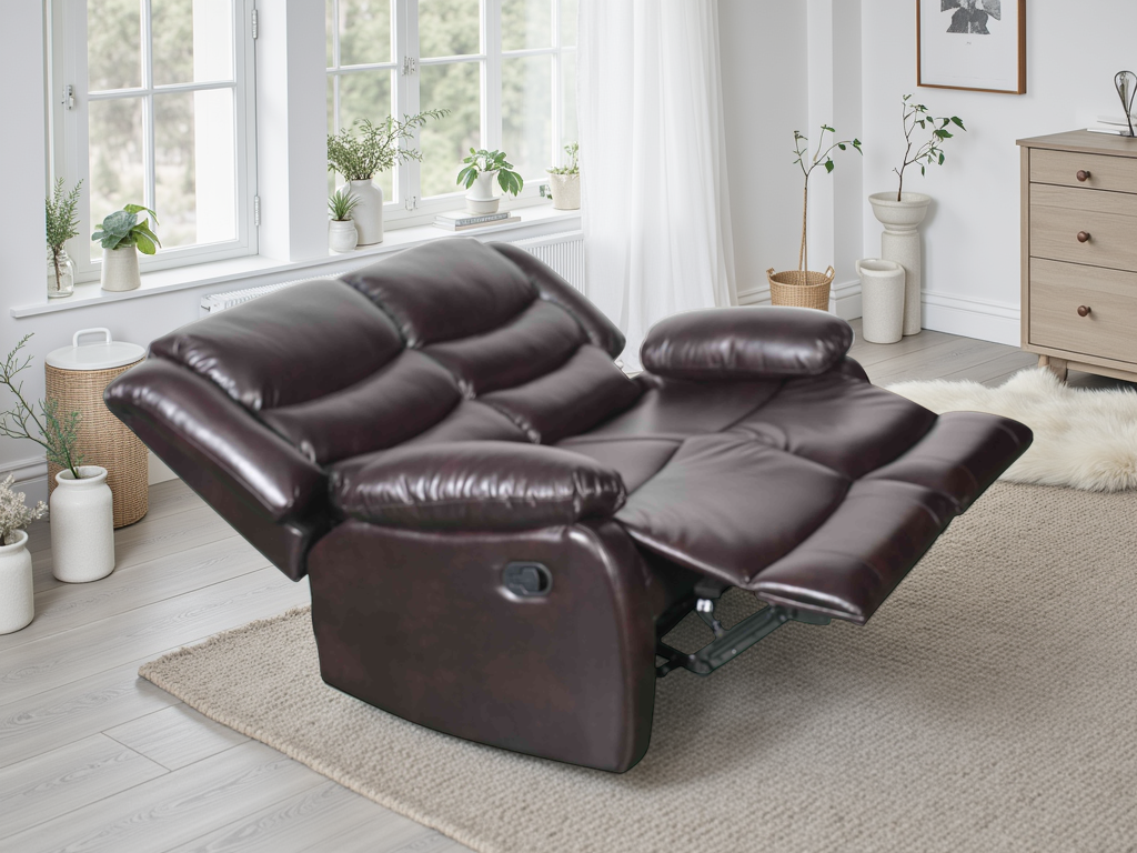 Conrad Manual Recliner Sofa Brown 2 Seater
