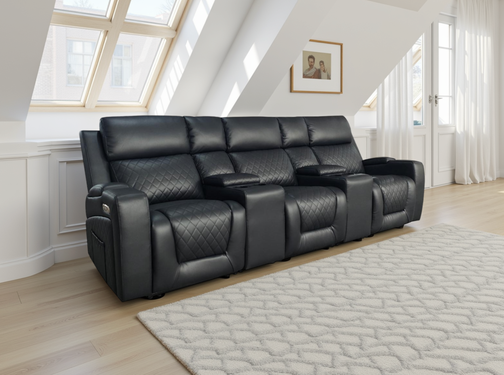 Florence Cinema Sofa Black 3 Seater