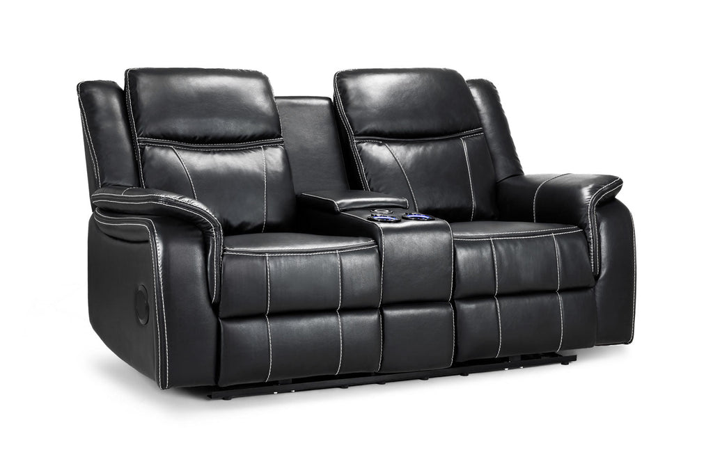 Galaxy Tech Electric Recliner 2 Seater Black Leather