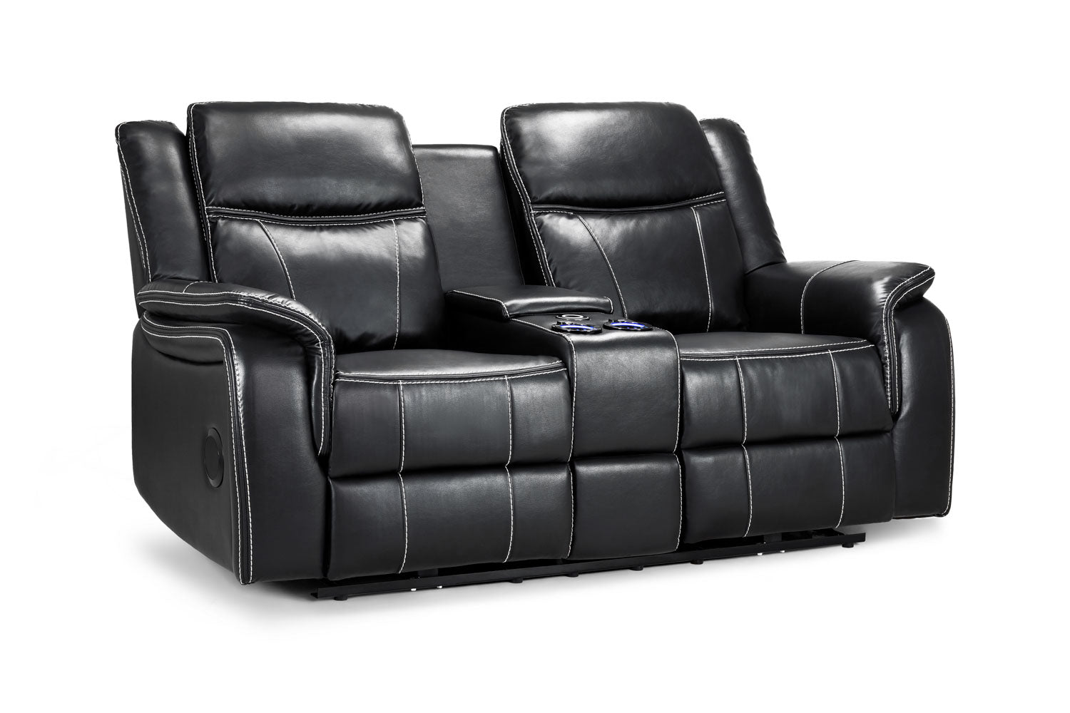 Galaxy Tech Electric Recliner 2 Seater Black Leather