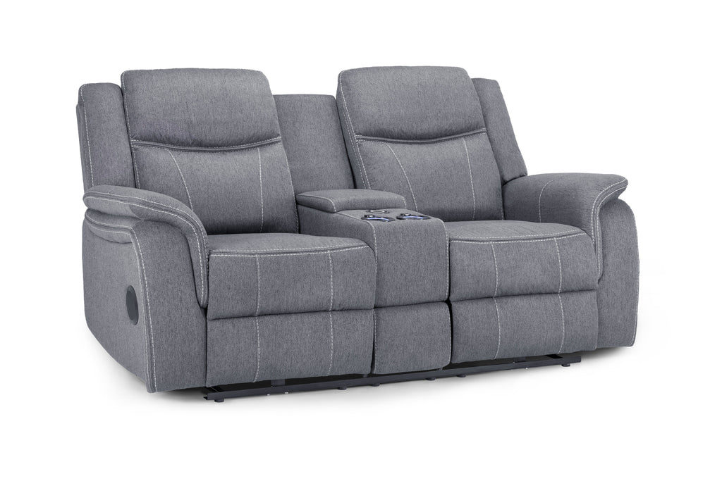 Galaxy Tech Electric Recliner 2 Seater Grey Fabric