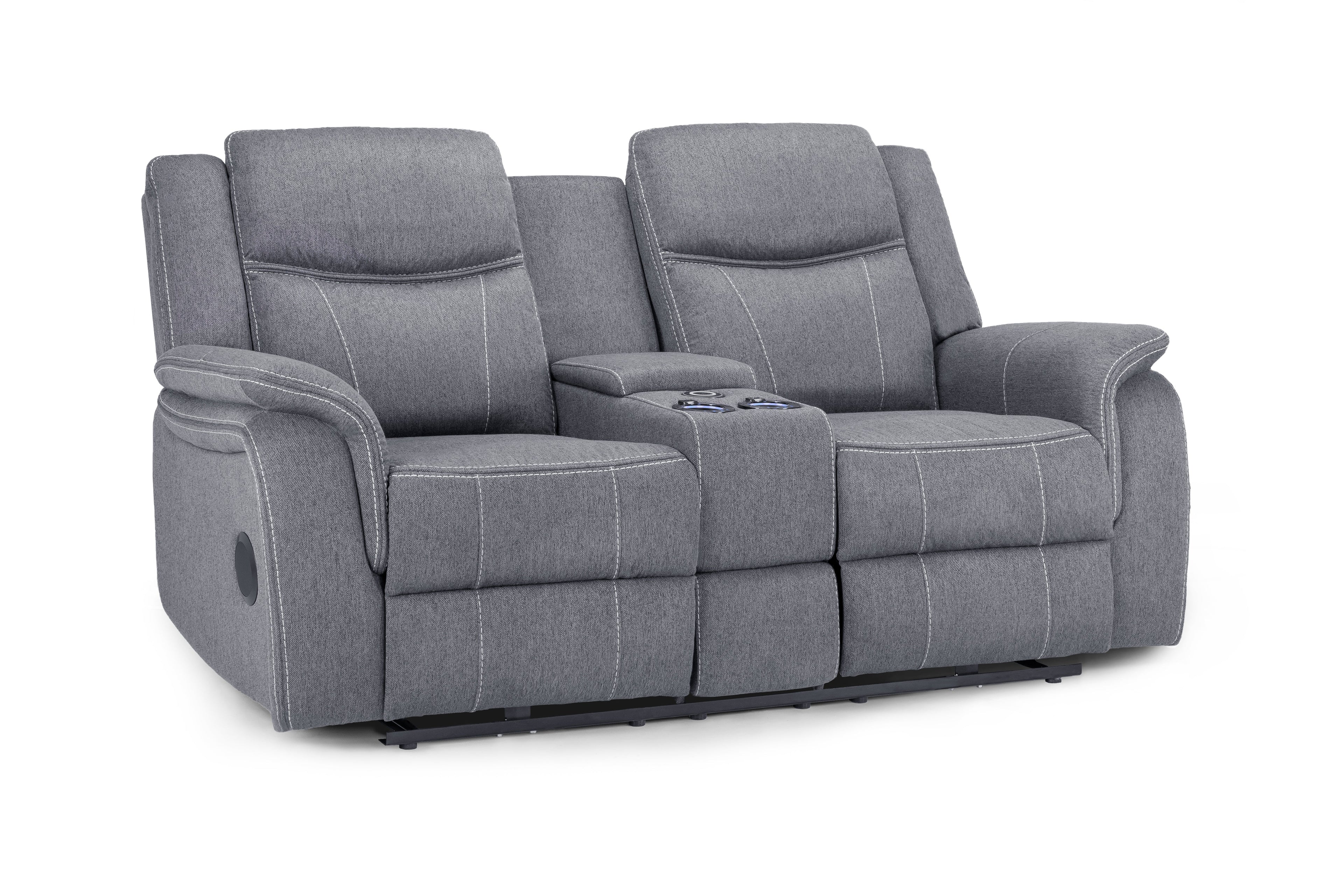 Galaxy Tech Electric Recliner 2 Seater Grey Fabric