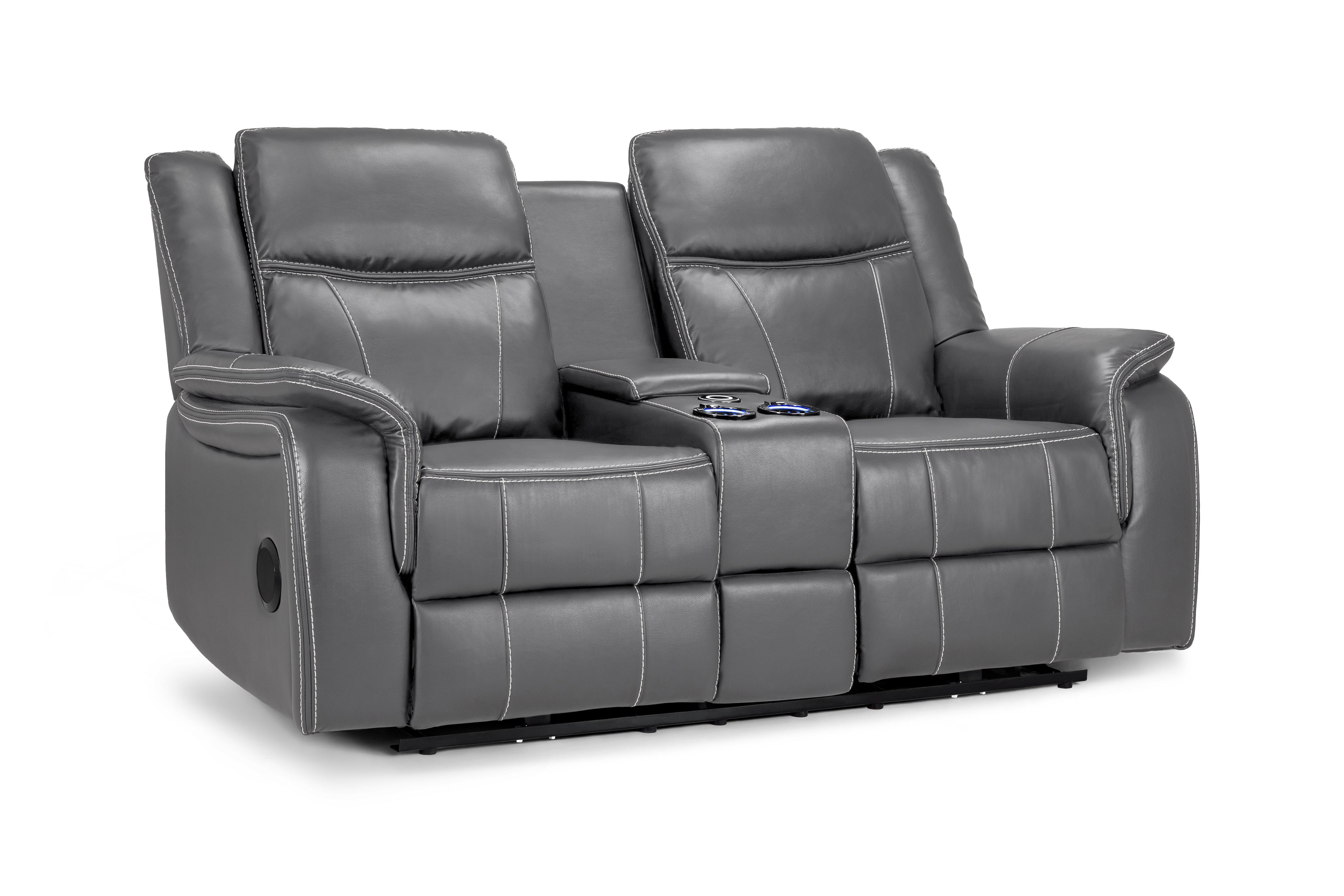 Galaxy Tech Electric Recliner 2 Seater Grey Leather