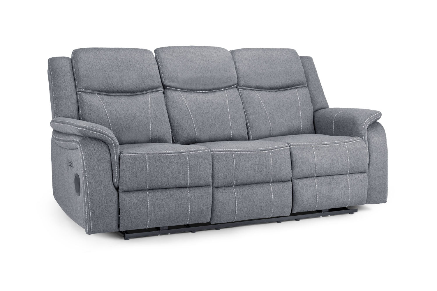 Galaxy Tech Electric Recliner 3 Seater Grey Fabric