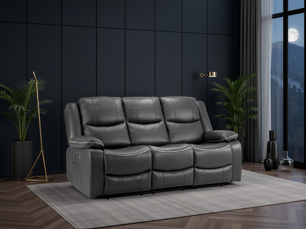 Harald Electric Recliner Sofa Black 3 Seater