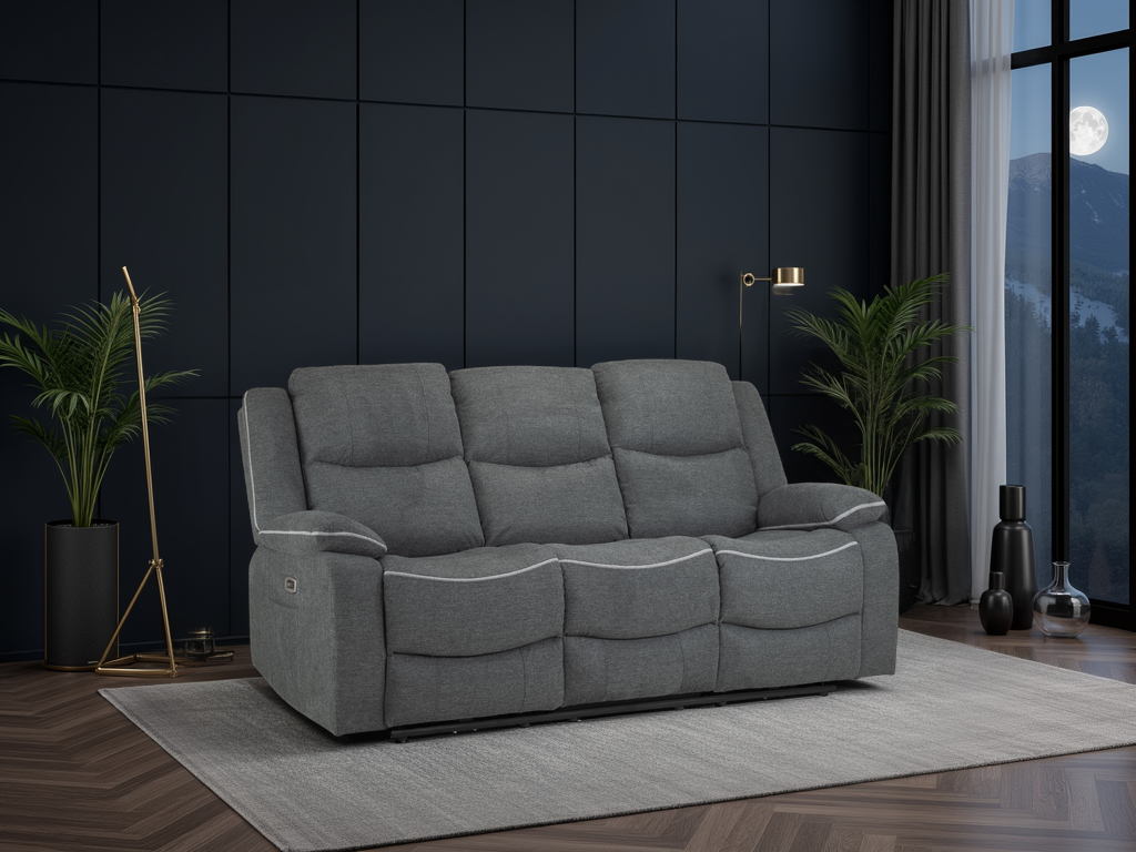 Harald Electric Recliner Sofa Graphite 3 Seater